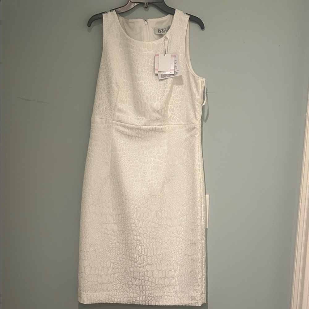 Kasper Textured White Midi Dress